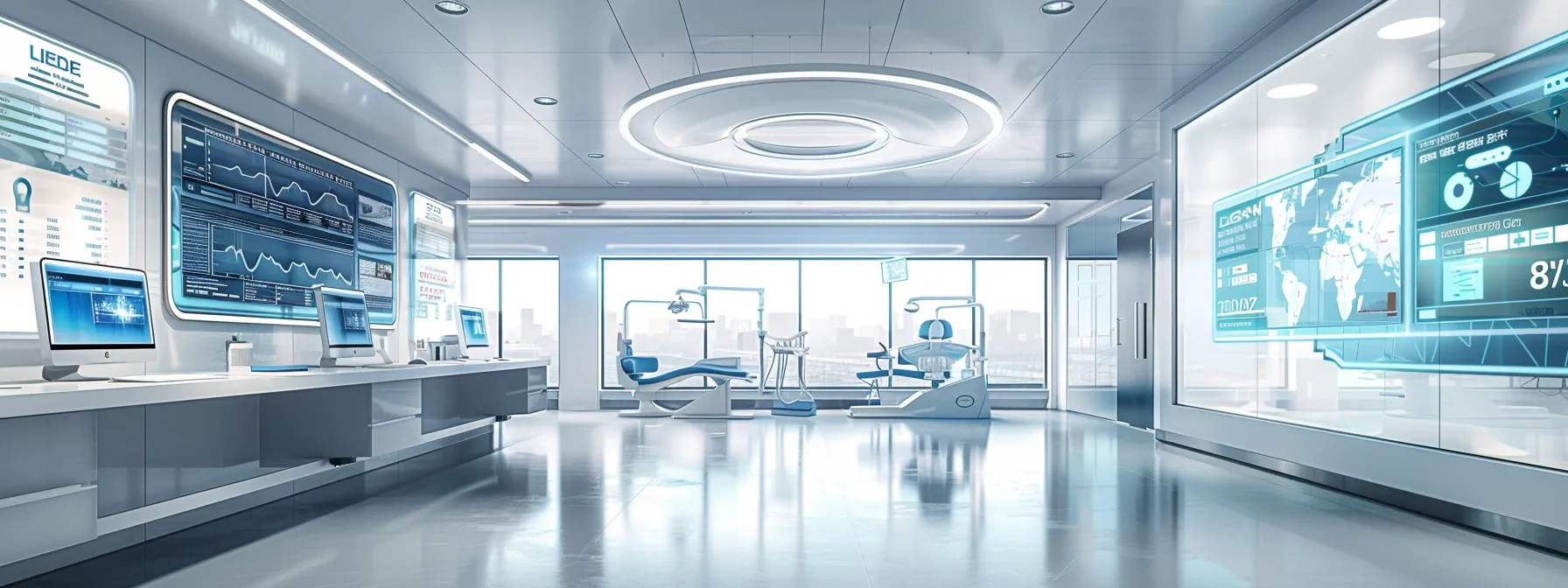 a sleek, modern dental office filled with digital screens displaying glowing analytics and metrics, reflecting successful patient engagement strategies through ai-driven call tracking and performance data. - Patient Prism a sleek, modern dental office filled with digital screens displaying glowing analytics and metrics, reflecting successful patient engagement strategies through ai-driven call tracking and performance data.