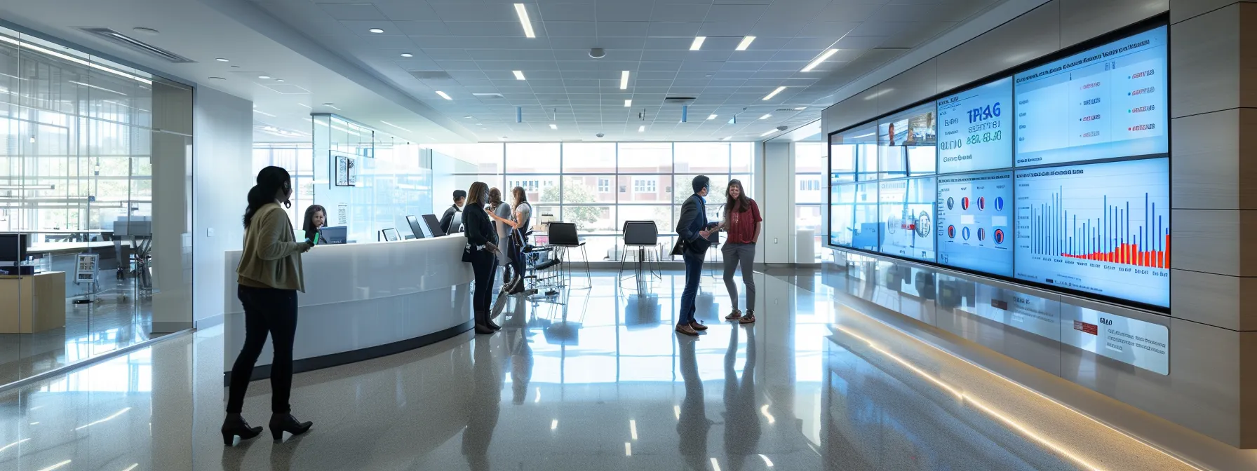 a sleek, modern office space features professionals engaged in a dynamic discussion around a digital dashboard displaying call tracking metrics and analytics data, emphasizing the strategic value of patient prism's software. - Patient Prism a sleek, modern office space features professionals engaged in a dynamic discussion around a digital dashboard displaying call tracking metrics and analytics data, emphasizing the strategic value of patient prism's software.